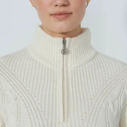 Cable Ls Pullover Lined Vit