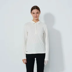 Graphic Jaquard Ls Poloshirt Vit