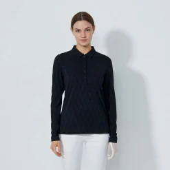 Graphic Jaquard Ls Poloshirt Svart