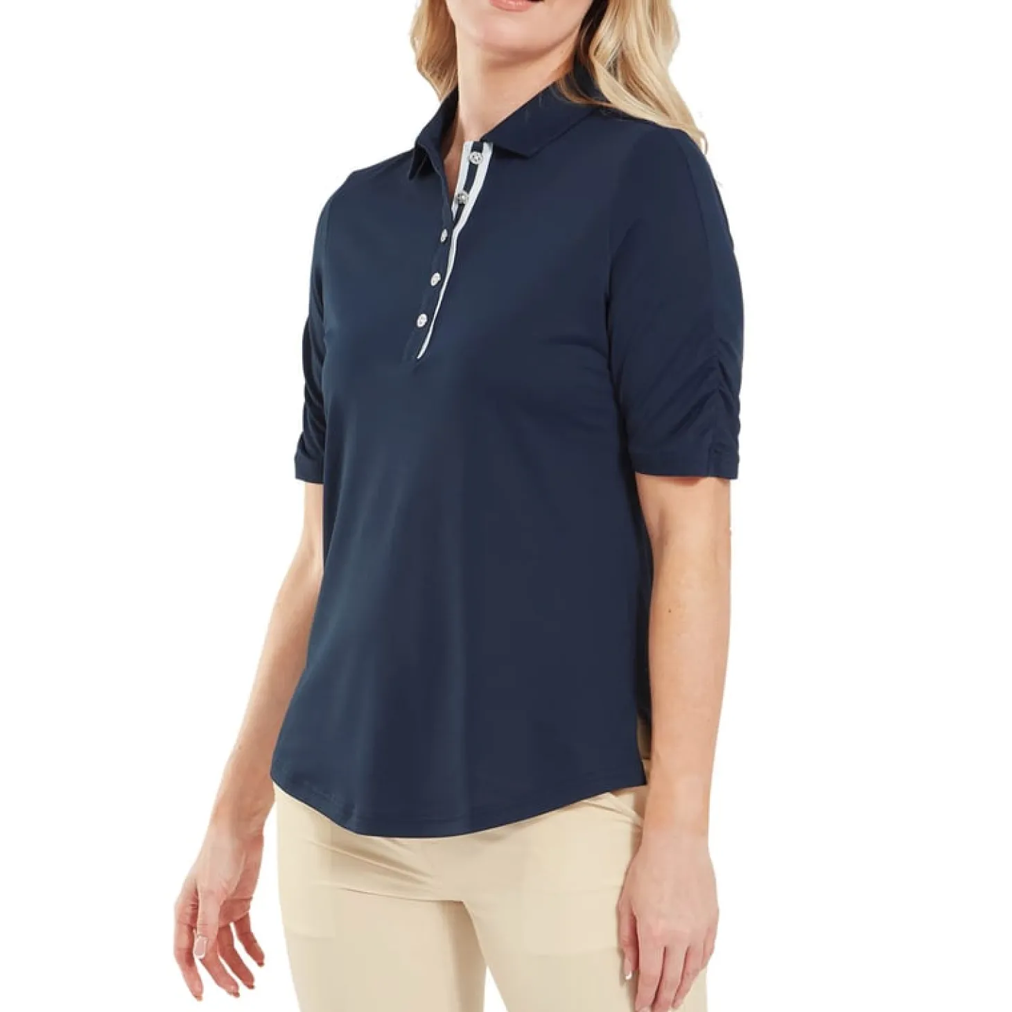 Half Sleeve Ruched Lisle Blå