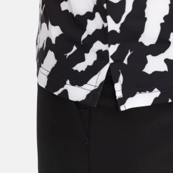 Jr Tech Hidden Button Pique AOP Svart Vit