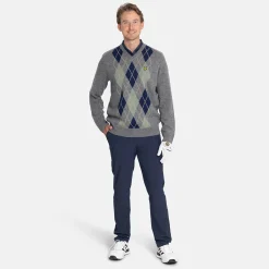Lambswool Blend Argyle V-Neck Grå Blå