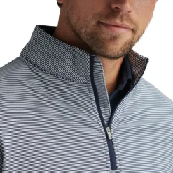 Perth Mini Stripe 1/4 Zip Blå Vit