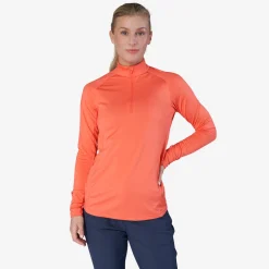 W Mid Layer LS Zip Röd