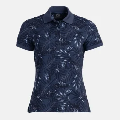 W Tech Hidden Button Pique AOP Blå