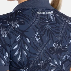 W Tech Hidden Button Pique AOP Blå