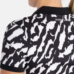 W Tech Hidden Button Pique AOP Svart Vit