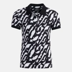 W Tech Hidden Button Pique AOP Svart Vit